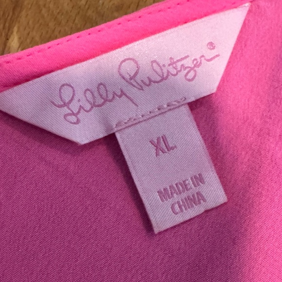 Lilly Pulitzer Silk V-Neck Sleeveless Top Pink Tank Top - Picture 5 of 6